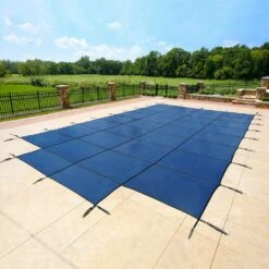 Arctic Vortex 18' X 36' Rectangle 18yr Mesh Safety Pool Cover W/ 4 X 8 Center End Step - Blue