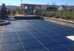 GLI 16' X 36' Rectangular Secur-A-Pool Blue Mesh Safety Cover - 12 Year